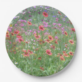 Een tuin van wilde bloemen papieren bordje