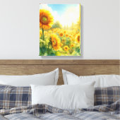 Een tuin van zonnebloem muurkunst - ingepakt canva canvas afdruk (Insitu (Slaapkamer))