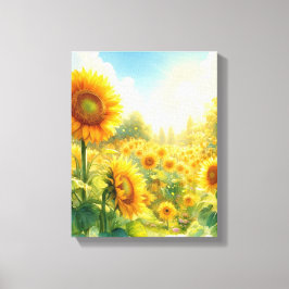 Een tuin van zonnebloem muurkunst - ingepakt canva canvas afdruk