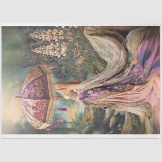 Een tuingala, vrouw met een parasol tissuepapier (Voorkant)