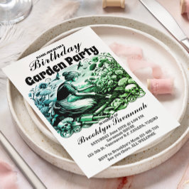 Een Tuinmans Arbeid Tuin Feest Uitnodiging