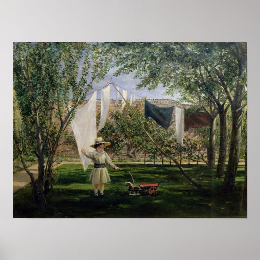 Een tuinscène met een jongen poster (Voorkant)