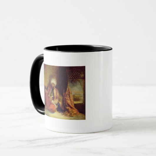 Een turk die een pijp rookt mok (Voorkant links)