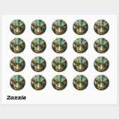 Een turquoise en gouden mysterieuze draak ronde sticker (Vel)