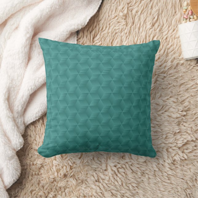 Een turquoise kussensloop met geometrisch patroon kussen (Deken)
