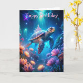 Een Turtle Birthday Kaart (Gele Bloem)