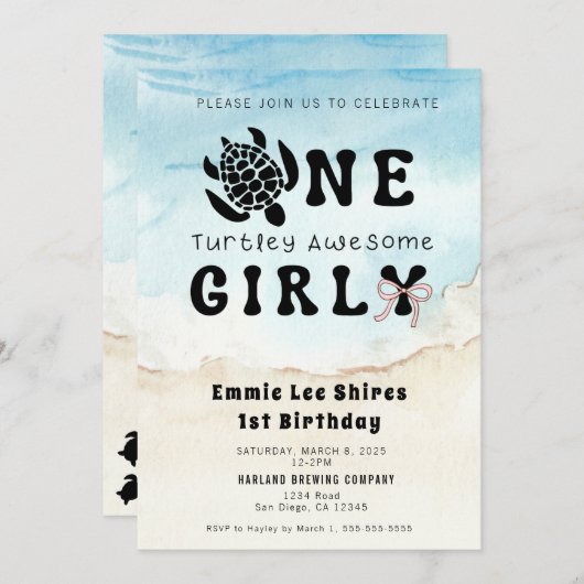 Een Turtley Geweldig Meisje Kaart (Voorkant / Achterkant)