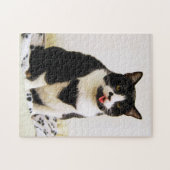 Een Tuxedo-kat tikt uit haar tong Legpuzzel (Horizontaal)