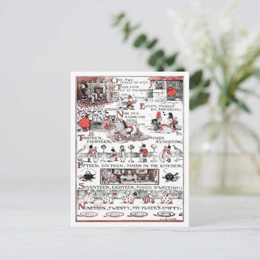 Een, twee, mijn schoenen sluiten briefkaart (Staand voorkant)