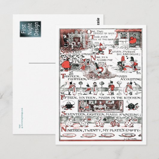 Een, twee, mijn schoenen sluiten briefkaart (Voorkant / Achterkant)