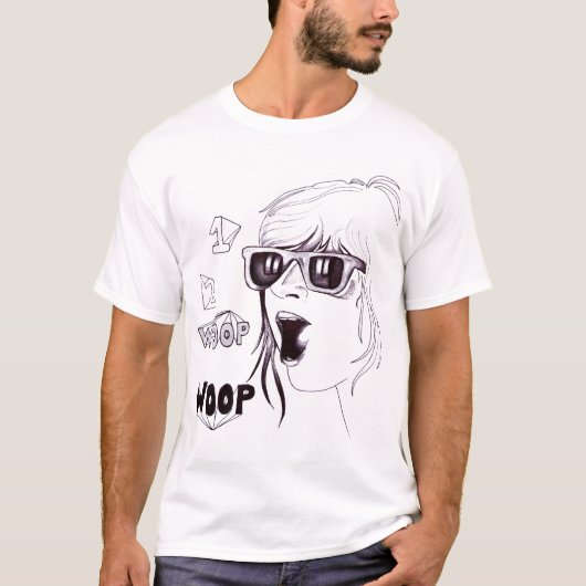 een, twee, woop woop! t-shirt (Voorkant)