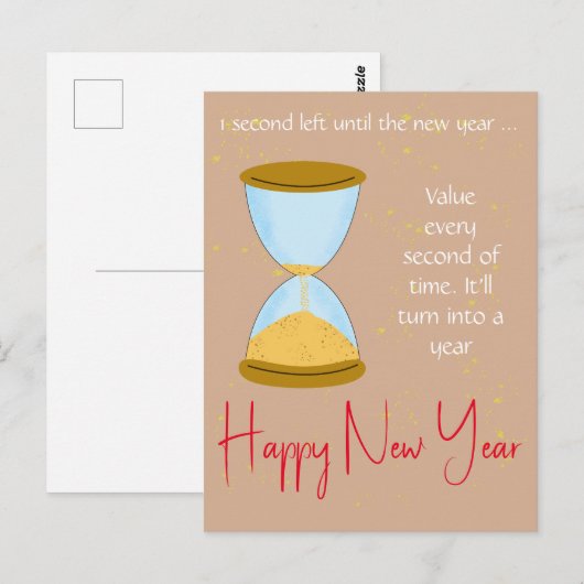 Een tweede zandloper Nieuwjaar Briefkaart (Voorkant / Achterkant)