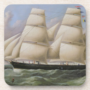 Een tweedehands Schooner van Dover (olie op canvas Drankjes Onderzetter