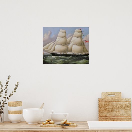 Een tweedehands Schooner van Dover (olie op canvas Poster (Keuken)