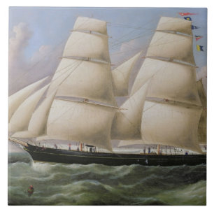 Een tweedehands Schooner van Dover (olie op canvas Tegeltje