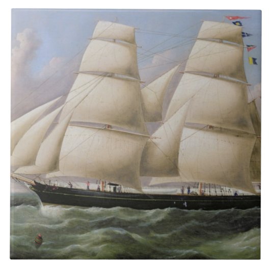 Een tweedehands Schooner van Dover (olie op canvas Tegeltje (Voorkant)