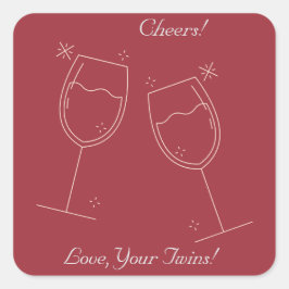 Een tweeling juicht zijn moeder vierkante sticker