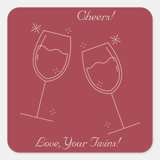 Een tweeling juicht zijn moeder vierkante sticker (Voorkant)
