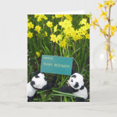 Een tweeling werd geboren. Felicitatie! Kaart (Gele Bloem)