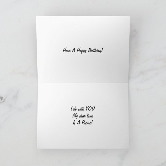 EEN TWEELINGVERJAARDAG IS EEN "PICKNICK" MET JOU KAART (Binnen)