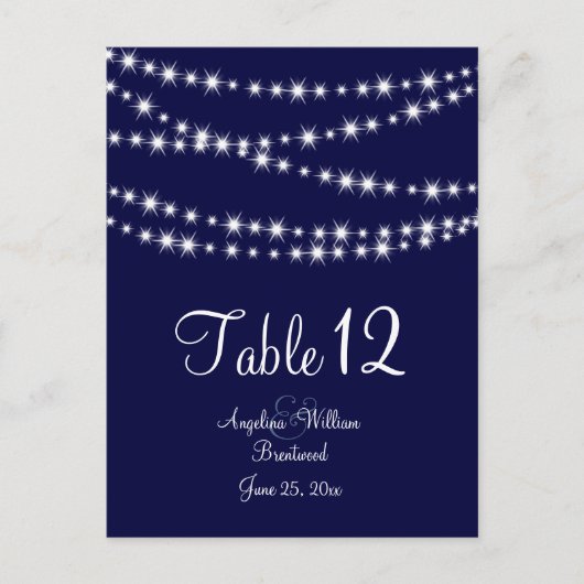 Een Twinkle Lights Table Number (marine) Briefkaart (Voorkant)