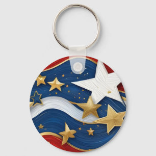 Een twist op de Amerikaanse vlag klassieke speelka Sleutelhanger