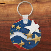 Een twist op de Amerikaanse vlag klassieke speelka Sleutelhanger (Achterkant)