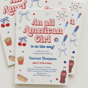 Een typisch Amerikaanse babyborrel voor meisjes Kaart