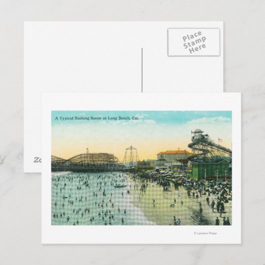 Een typische badcentrale bij de strand briefkaart (Voorkant / Achterkant)