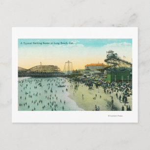 Een typische badcentrale bij de strand briefkaart