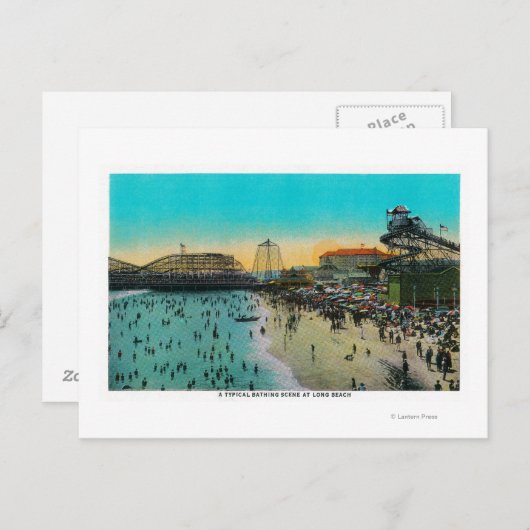 Een typische badzone op lange afstand briefkaart (Voorkant / Achterkant)