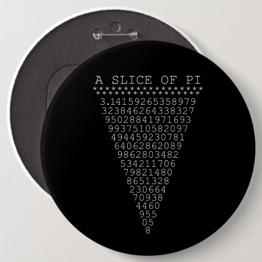 Een Typografisch segment van Pi Ronde Button 6,0 Cm (Voorkant /achterkant)