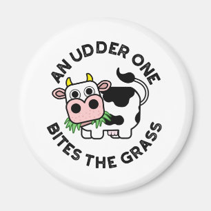 Een udder betrapt de grass Funny Koe pun Magneet