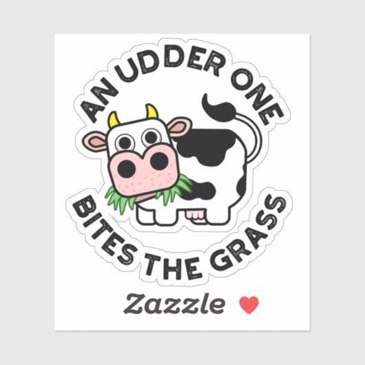 Een udder betrapt de grass Funny Koe pun Sticker (Vel)