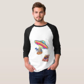 Een ufo die pizza levert. t-shirt (Voorkant volledig)