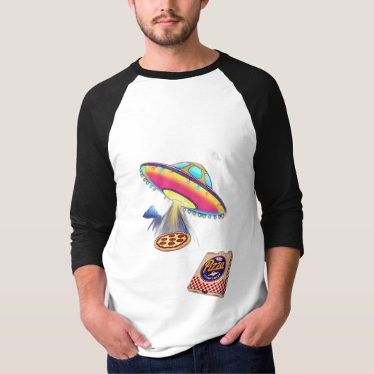 Een ufo die pizza levert. t-shirt (Voorkant)