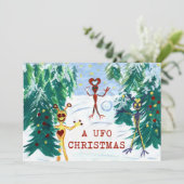 Een UFO-kerst Feestdagenkaart (Staand voorkant)