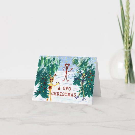 Een UFO Kerstmis Feestdagen Kaart (Voorkant)