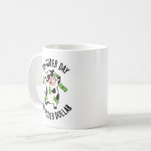 Een uierdag en een Koe van een uier Koffiemok (Voorkant links)