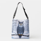 Een uil in de winter crossbody tas (Achterkant)