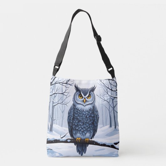 Een uil in de winter crossbody tas (Achterkant)