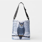 Een uil in de winter crossbody tas (Voorkant)