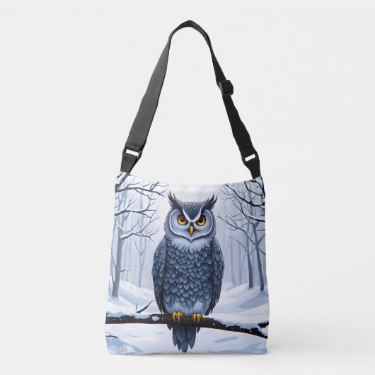 Een uil in de winter crossbody tas (Voorkant)