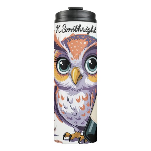 Een uil met een fles wijn (Voorkant)