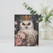 Een uil met een kroon briefkaart (Staand voorkant)