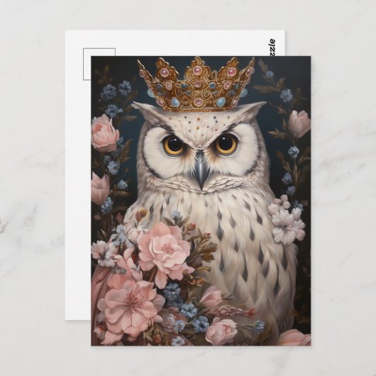 Een uil met een kroon briefkaart (Voorkant / Achterkant)