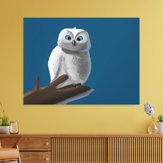 Een uil tekenen die op een tak zit canvas afdruk (Insitu (Woonkamer))