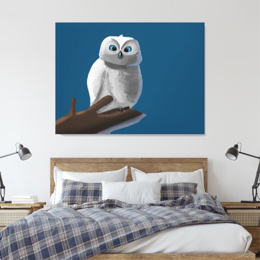 Een uil tekenen die op een tak zit canvas afdruk (Insitu (Slaapkamer))