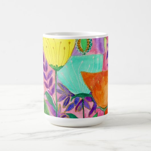 Een uitbarsting van bloemenvreugde koffiemok (Center)