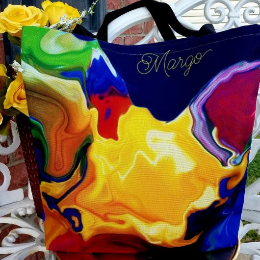 Een uitbarsting van geel geluk grafisch ontwerp tote bag